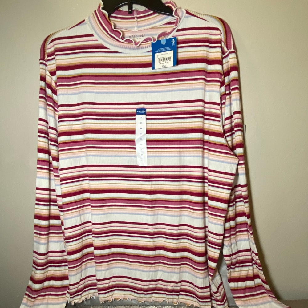 ARIZONA  NWT. long sleeve blouse   3XL MULTI STRIPE.